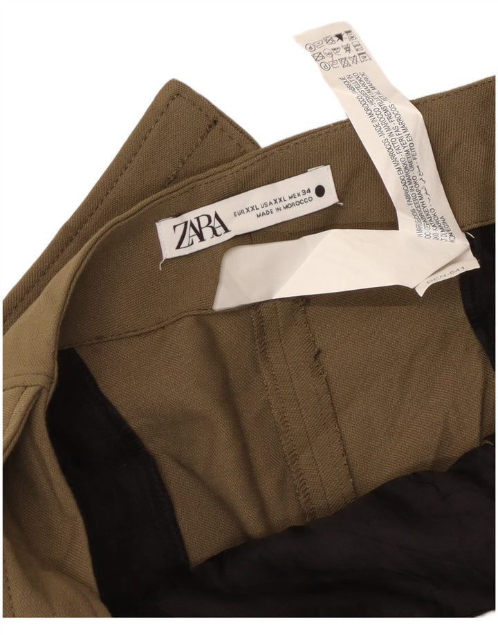 Женские капри Zara 2XL W36 L20 хаки, полиэстер