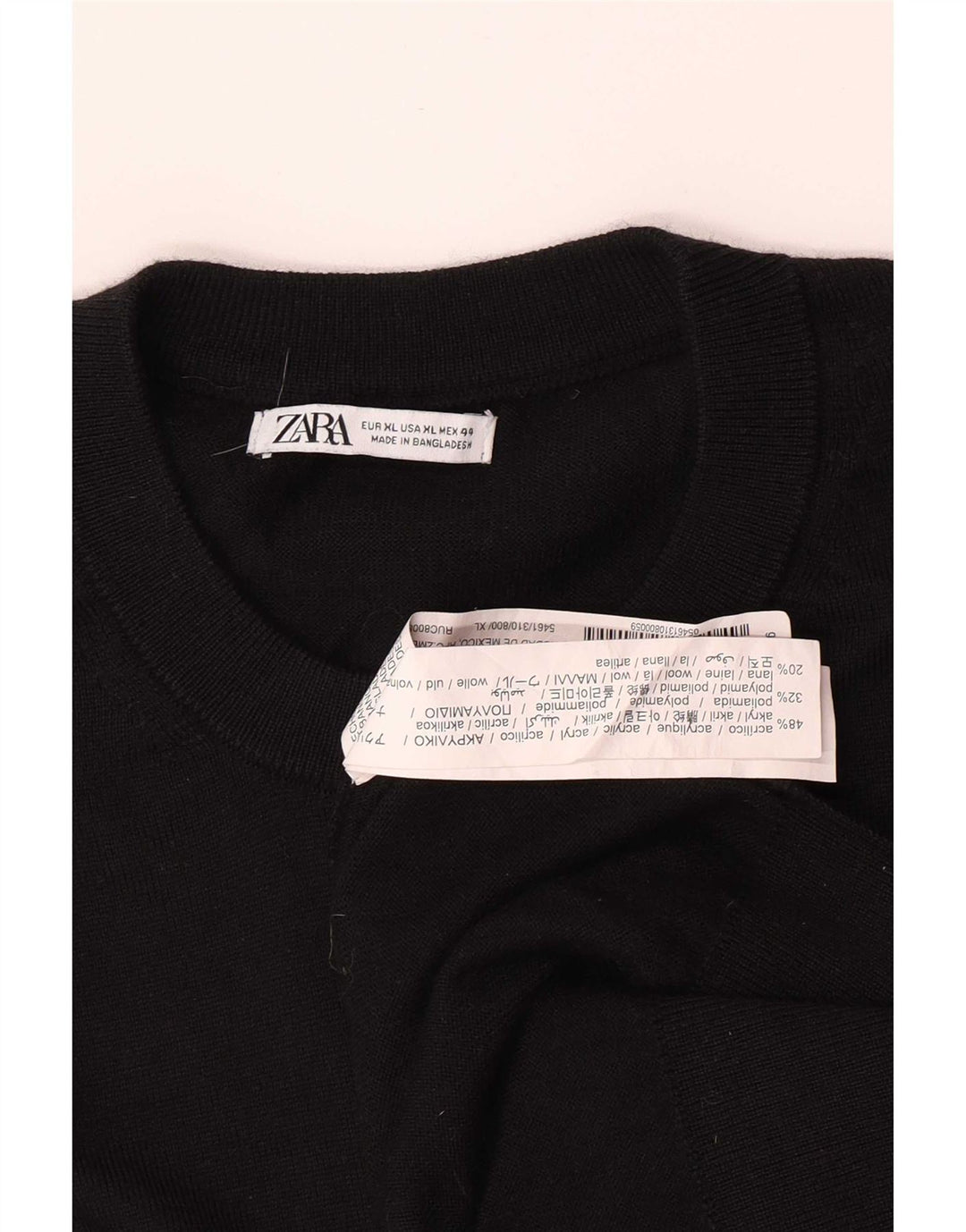 Мужской свитер Zara с круглым вырезом XL, черный акрил