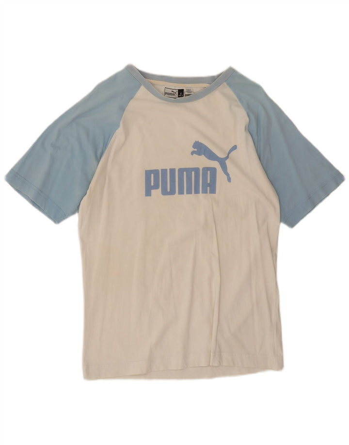 Мужская футболка с рисунком Puma, большая белая с цветными блоками