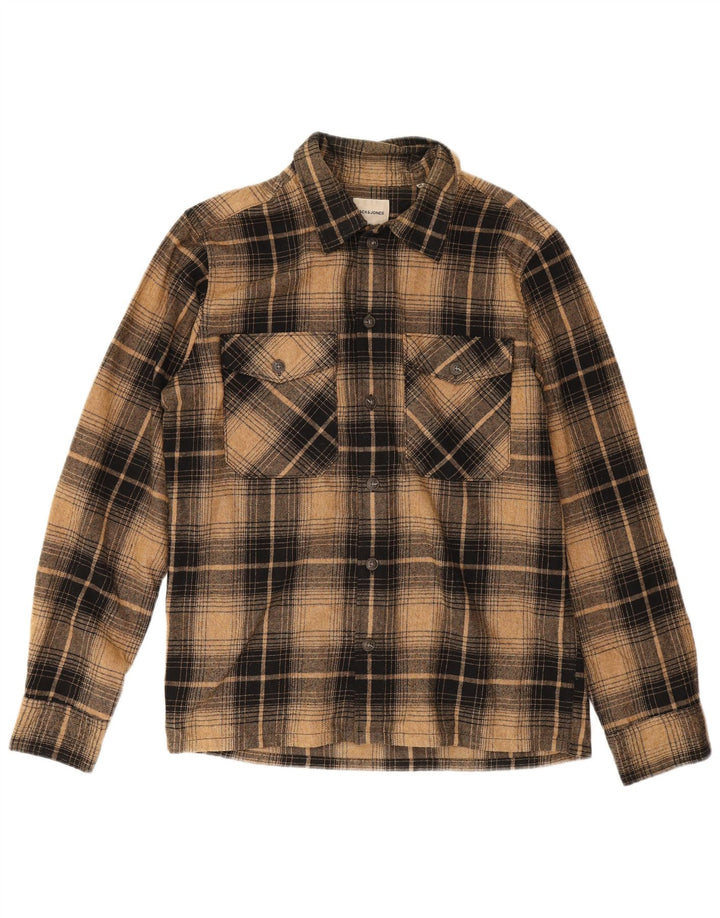 Мужская фланелевая рубашка Jack & Jones среднего коричневого цвета в клетку, хлопок