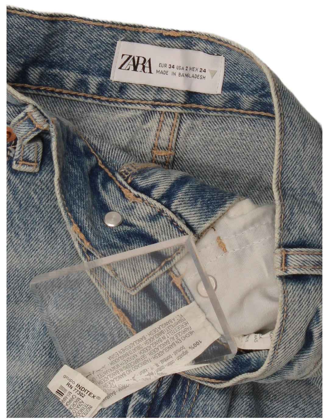 Женские джинсовые шорты ZARA с завышенной талией, цвет EU 34 2XS W24, синий хлопок