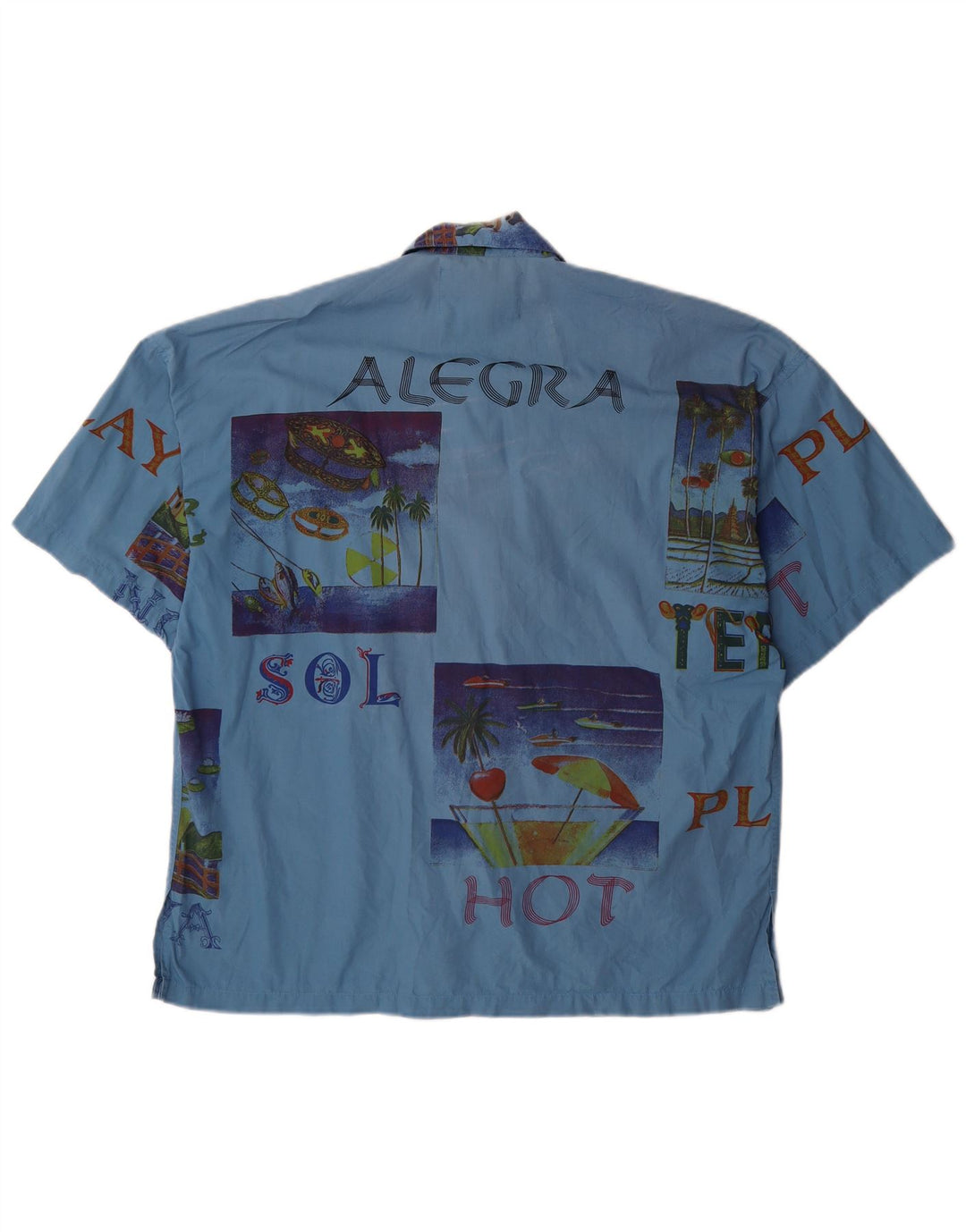 TERRANOVA Мужская рубашка с коротким рукавом с графическим рисунком, средний синий лоскутный хлопок