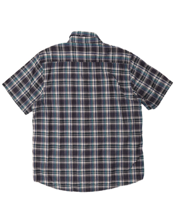Avirex Mens Short Sleeve Shirt 2XL Navy Blue Check Cotton