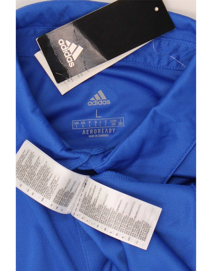 Мужская рубашка поло Adidas Aeroready, большая синяя полиэстер