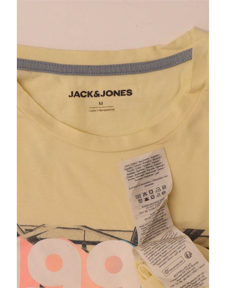 Мужская футболка с рисунком Jack & Jones, хлопковый топ среднего желтого цвета