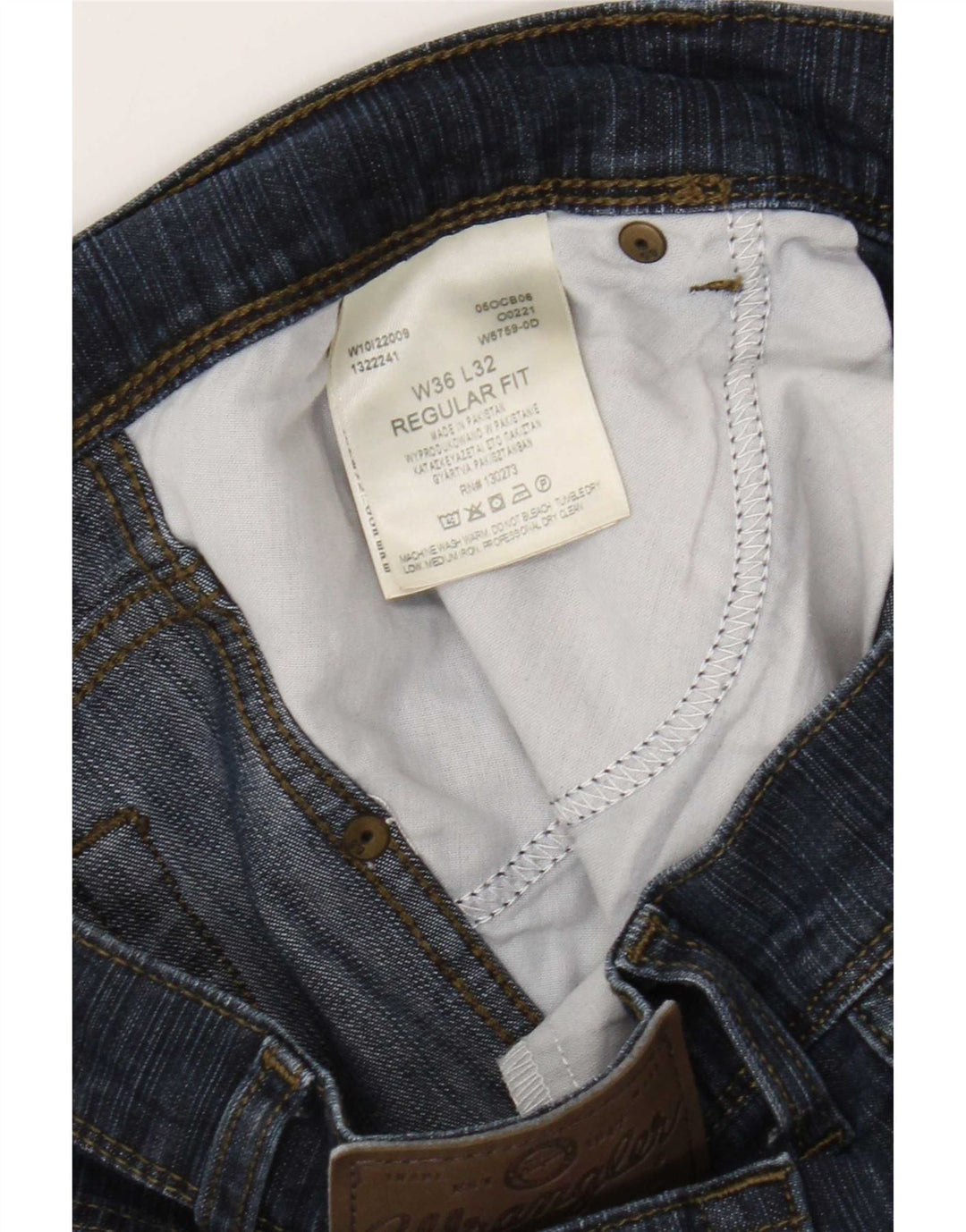 Мужские прямые джинсы Wrangler стандартного кроя W36 L32, синие, хлопок