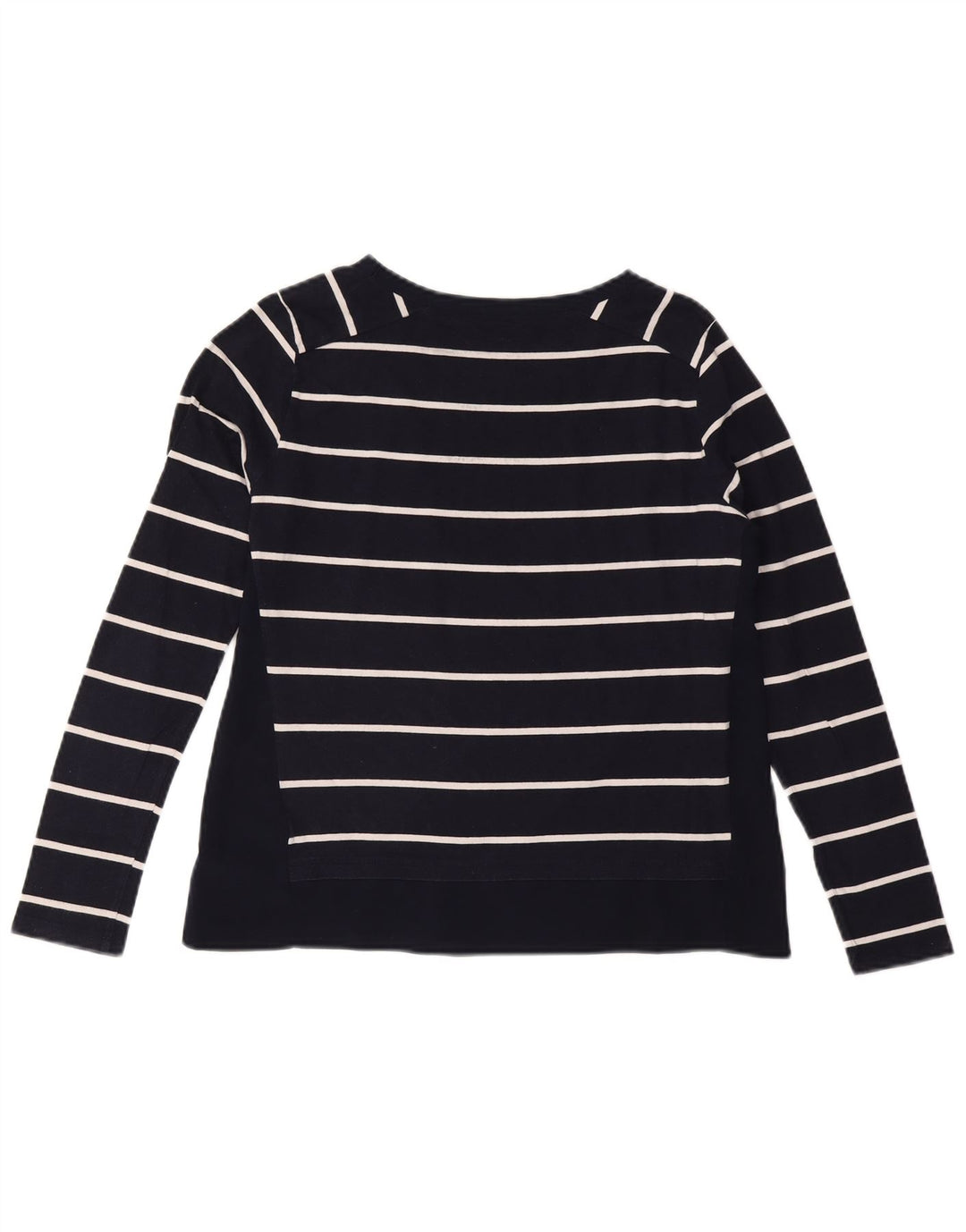 TOMMY HILFIGER Женский топ с длинным рукавом UK 10, маленький размер, темно-синий в полоску, хлопок