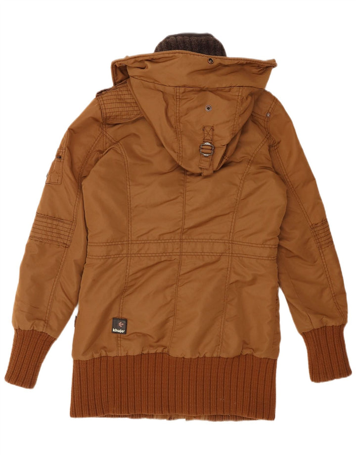 Женская парка KHUJO с капюшоном в стиле милитари, Великобритания 14, средний коричневый, полиэстер
