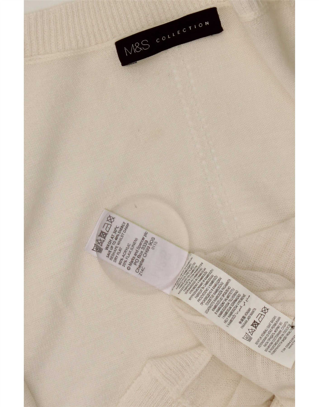 Женский удлиненный открытый кардиган Marks & Spencer UK 14, средний белый