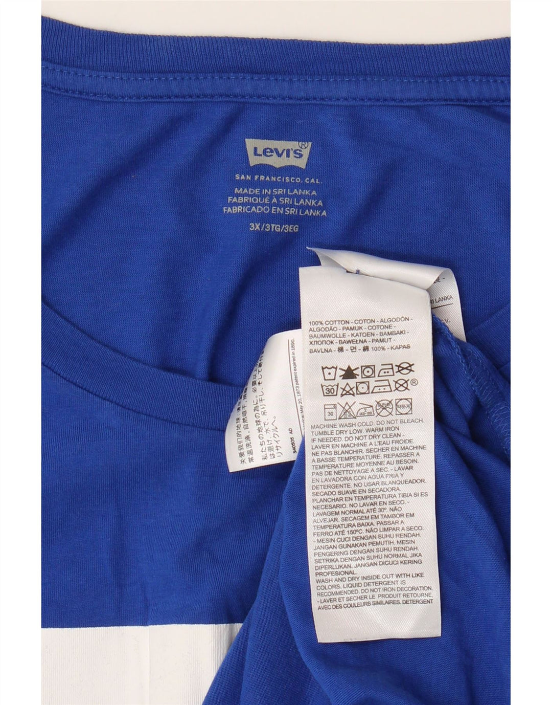 Мужская футболка с рисунком Levi's, верх 3XL, синий хлопок