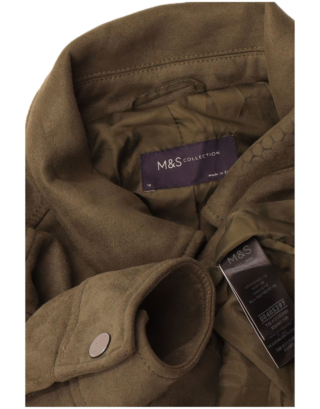 Женский бомбер Marks & Spencer UK 10, маленький, цвет хаки, полиэстер