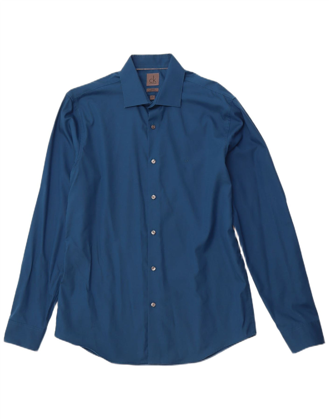 Мужская приталенная рубашка CALVIN KLEIN, размер 40, 15, 3/4, средний синий