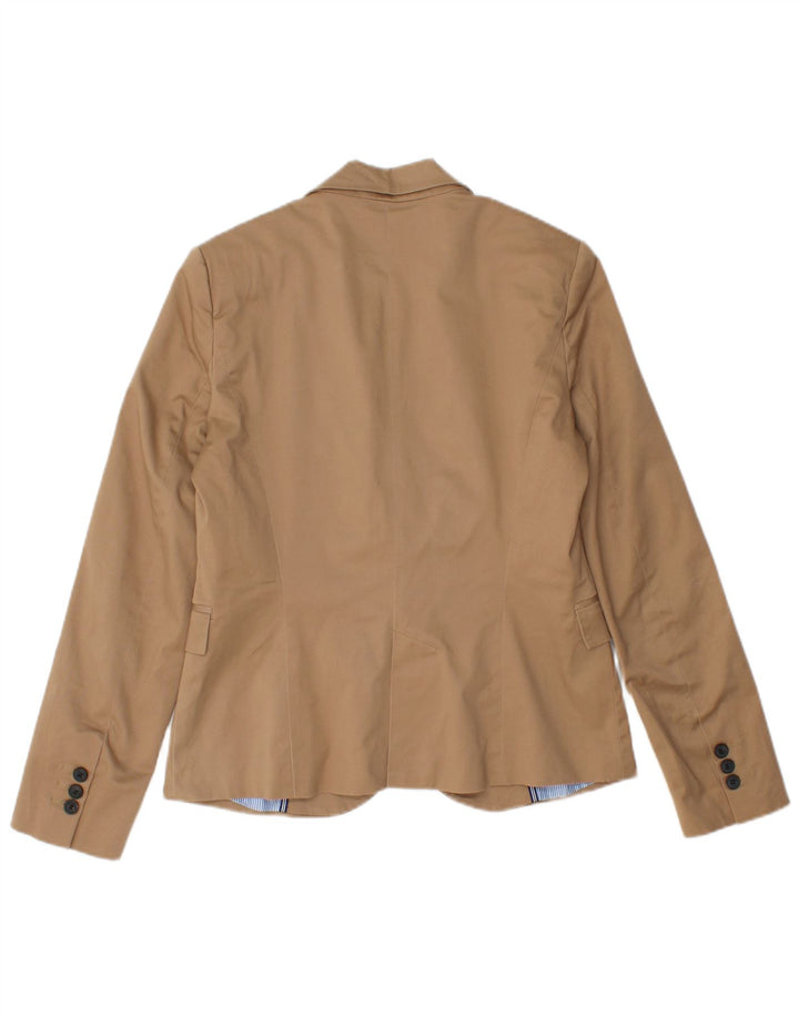 Женский пиджак ZARA на 1 пуговице, Великобритания 14, большой коричневый хлопок