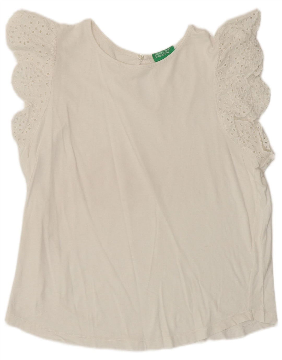 Женская блузка BENETTON Top UK 16, большой белый хлопок
