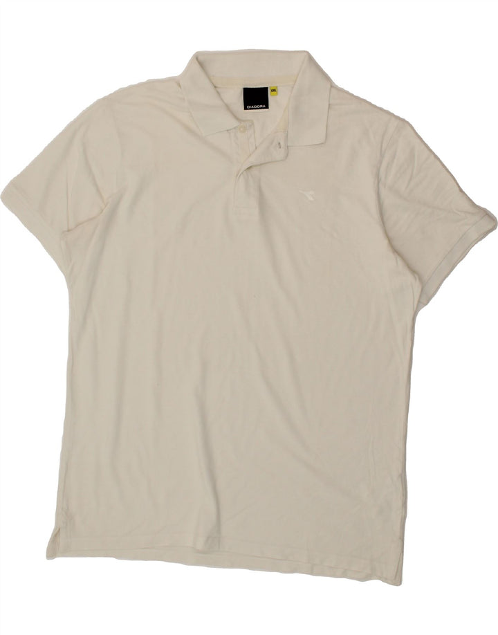 DIADORA Mens Polo Shirt 2XL White Cotton Vintage Diadora and Second-Hand Diadora from Messina Hembry 