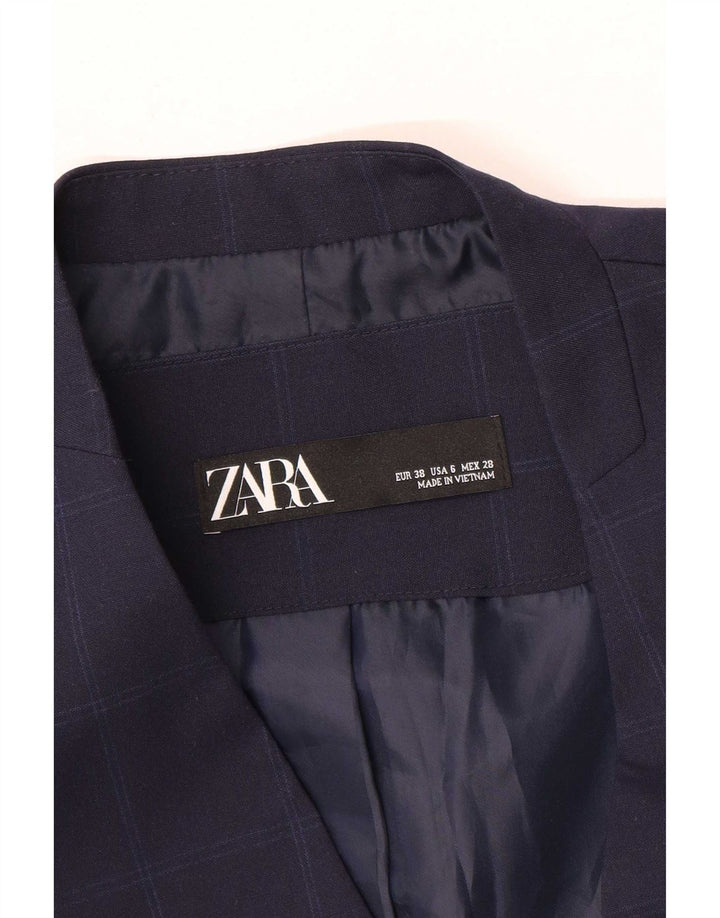 Женский пиджак на 1 пуговице Zara EU 38, маленький темно-синий в клетку