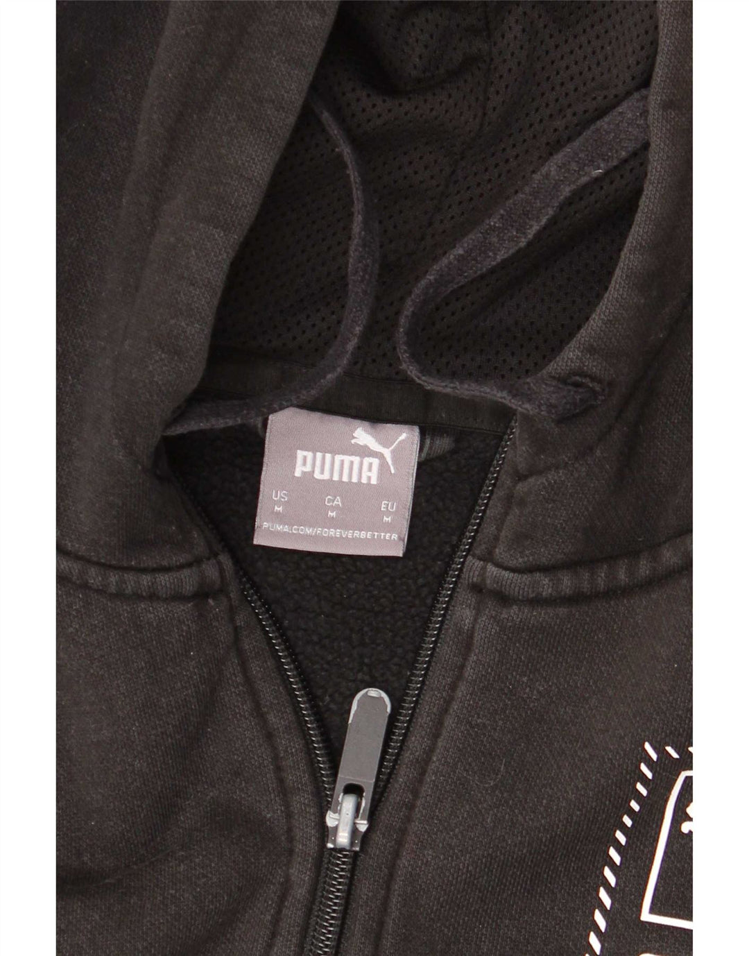 Puma Мужской свитер с капюшоном и молнией с графическим рисунком, средний черный хлопковый свитер
