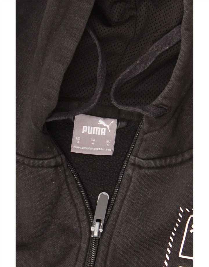 Puma Мужской свитер с капюшоном и молнией с графическим рисунком, средний черный хлопковый свитер