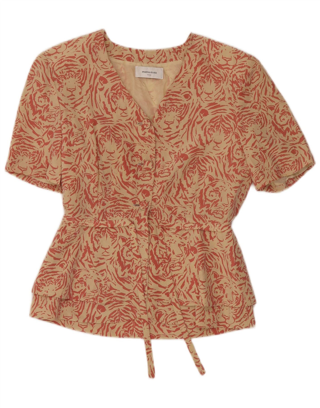 MARCO TESTA Женский пиджак на 3 пуговицах IT 42 Средний Бежевый с анималистическим принтом