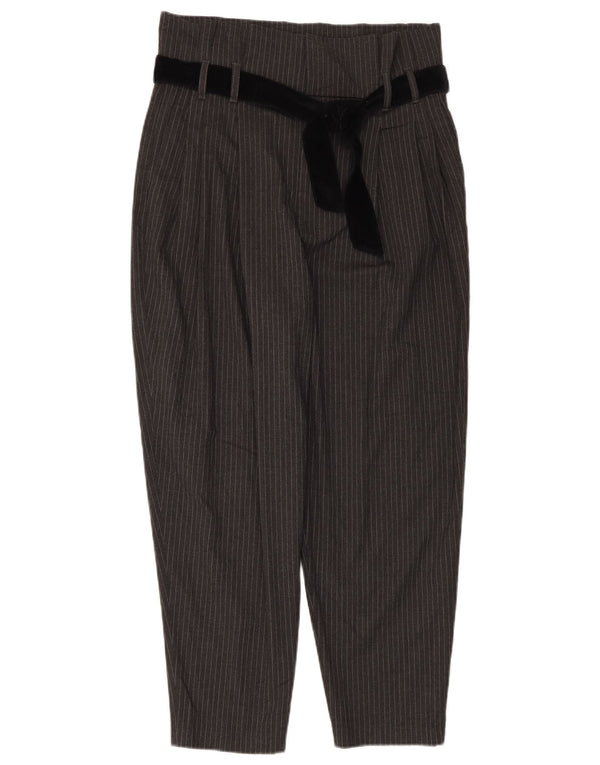 Zara Mens High Waist Pegged Casual Trousers Large W34 L26 Grey Pinstripe