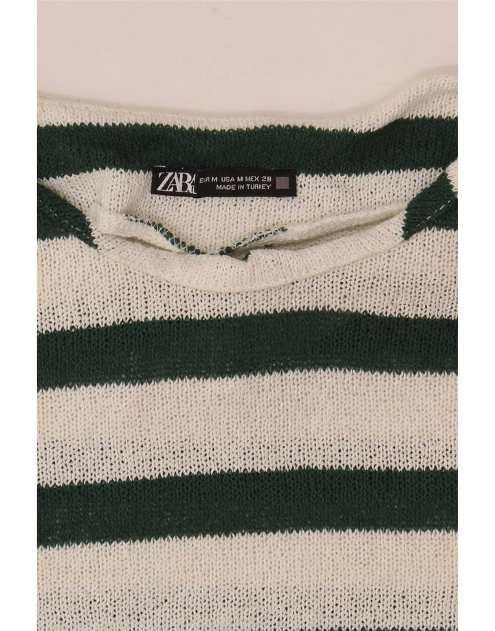 Женская футболка Zara Top UK 14 Medium, белая полоска