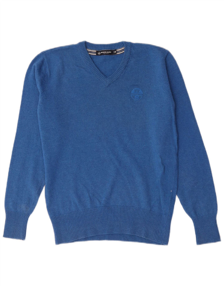 Джемпер с v-образным вырезом North Sails для мальчиков, 12–13 лет, маленький синий из овечьей шерсти