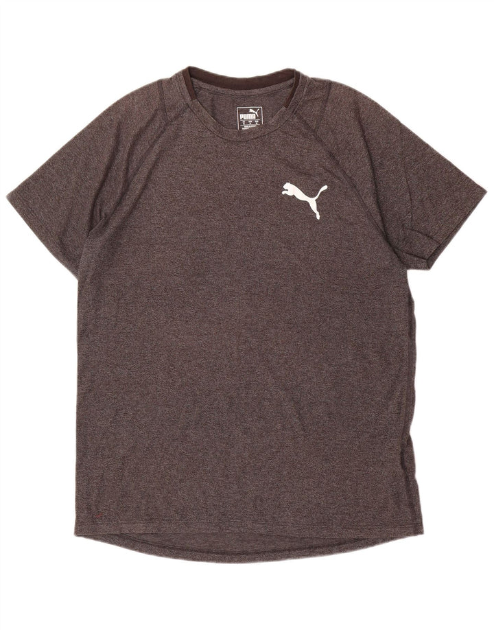 Мужская футболка с рисунком PUMA, хлопковый топ среднего серого цвета с крапинками