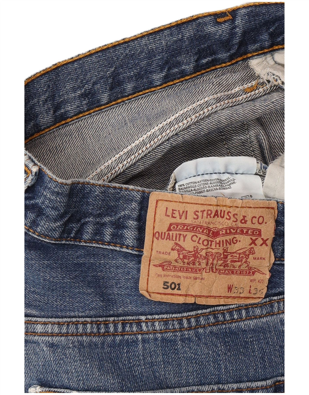 Мужские джинсовые шорты LEVI'S 501 W33, средний синий хлопок