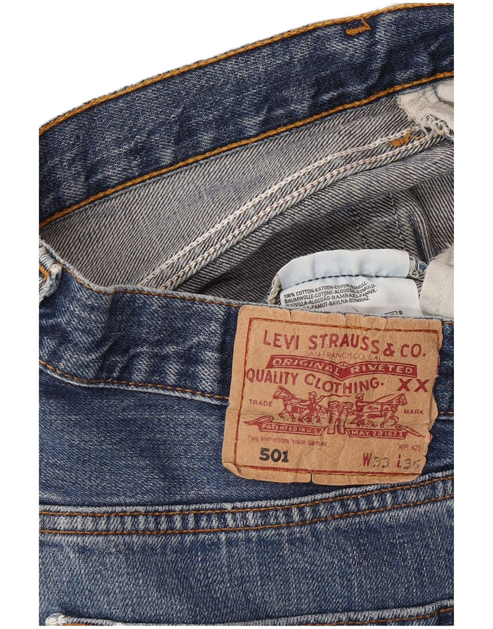 Мужские джинсовые шорты LEVI'S 501 W33, средний синий хлопок
