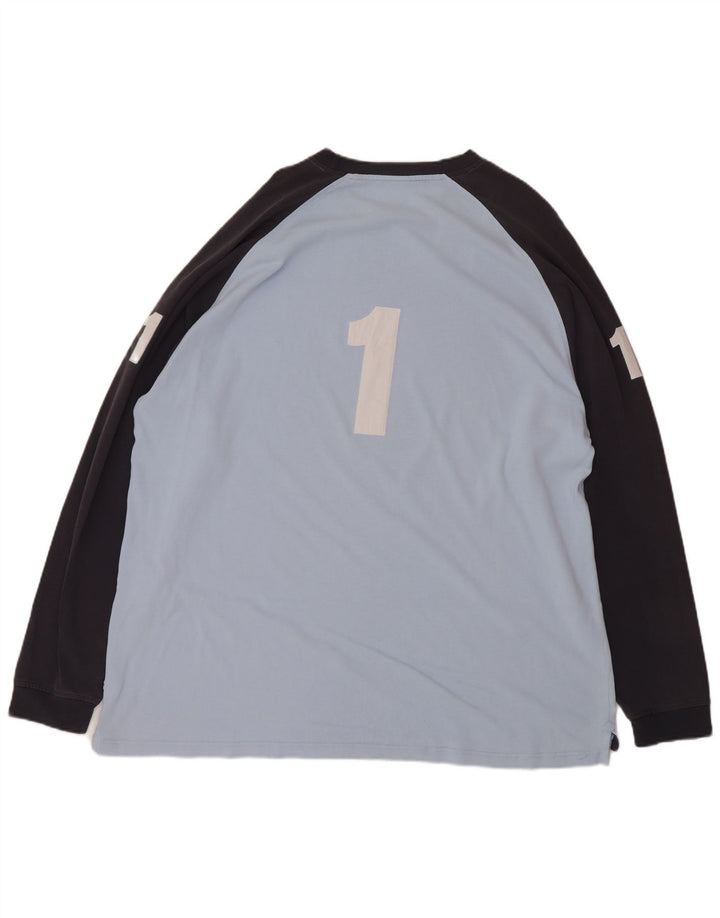 Hackett Мужской топ с рисунком, длинный рукав, 2XL, синий, хлопок с цветными блоками