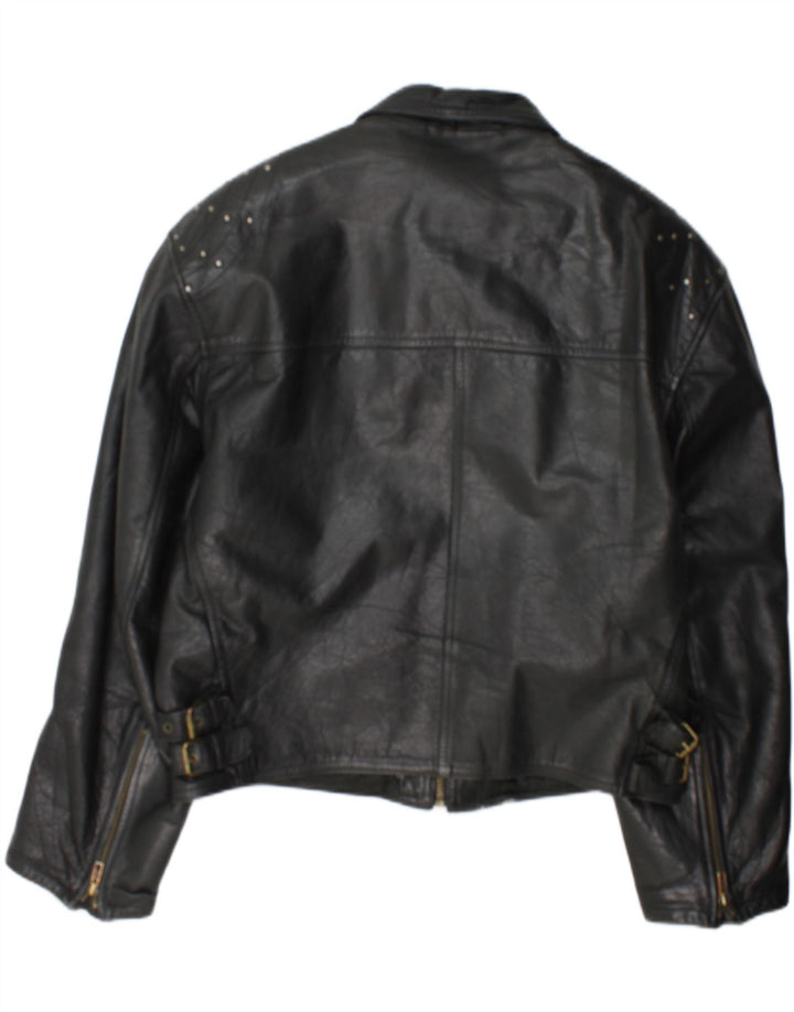 Винтажная женская кожаная куртка Racer UK 18 XL, черная кожа