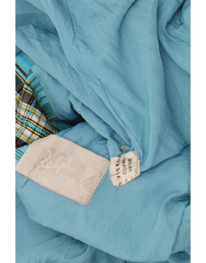 RALPH Womens 3 Button Blazer Jacket IT 42 Medium Blue Check Viscose