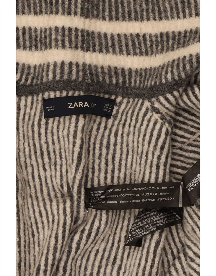 Женский кардиган оверсайз с рукавом 3/4 Zara UK 14, средний серый в полоску