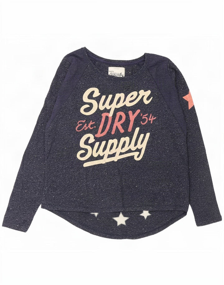 Женский топ с графическим рисунком Superdry UK 14, средний темно-синий, с крапинками