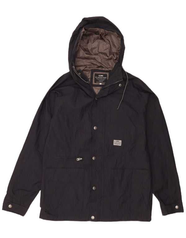 Мужская дождевик с капюшоном Jack & Jones UK 40, большой темно-синий нейлон