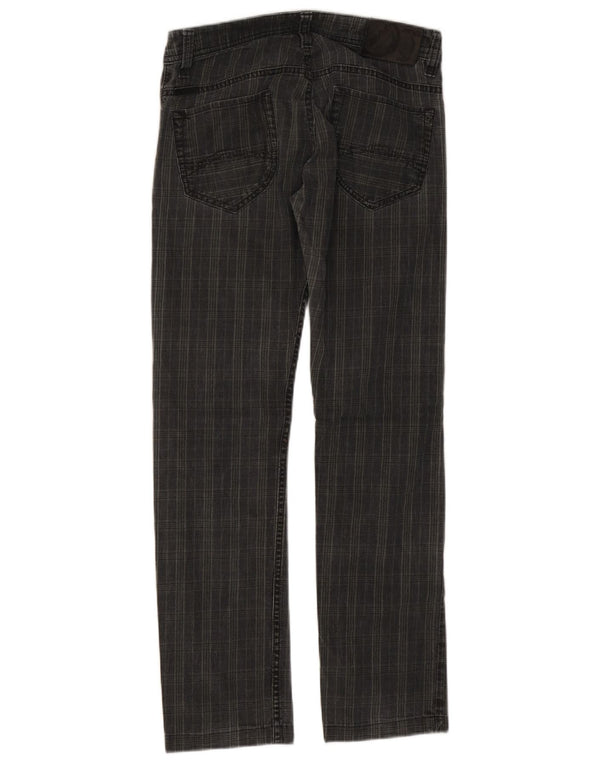 MARLBORO CLASSICS Mens Straight Casual Trousers W29 L29 Black Check Cotton