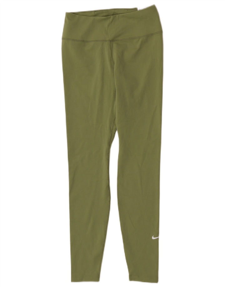 Женские леггинсы Nike Dri Fit UK 10, маленькие зеленые, полиэстер