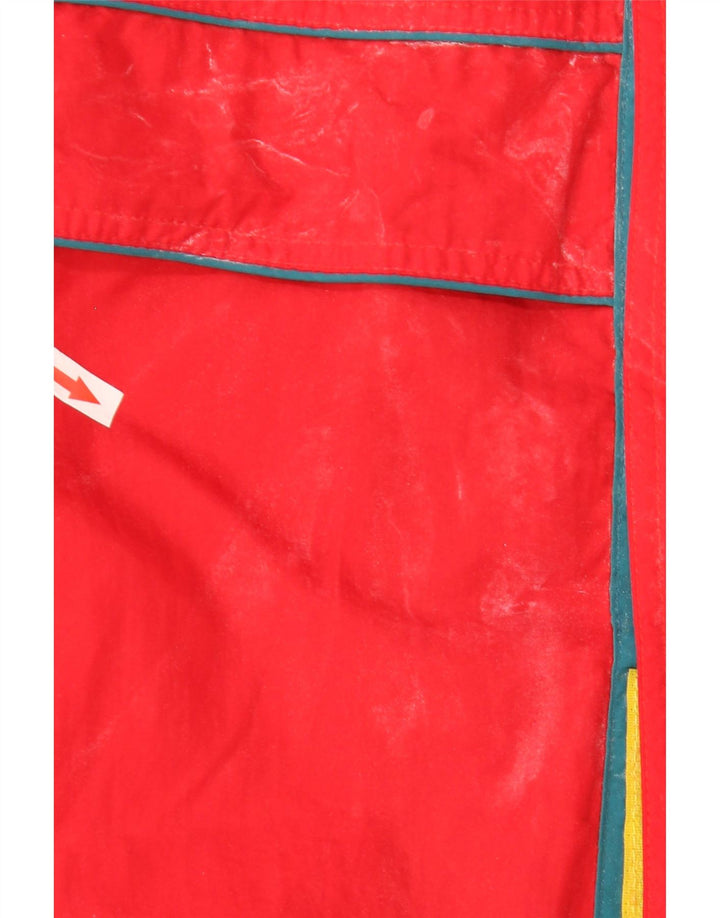 Винтажная мужская лыжная куртка с капюшоном UK 42 XL, красный полиэстер с цветными блоками
