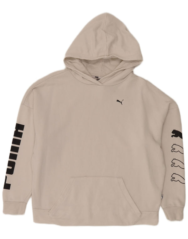 Женский джемпер с капюшоном Puma Oversized с рисунком UK 14, средний белый хлопок