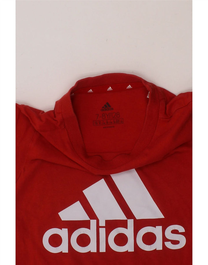 ADIDAS Boys Graphic T-Shirt Top 7-8 Years Red Vintage Adidas and Second-Hand Adidas from Messina Hembry 