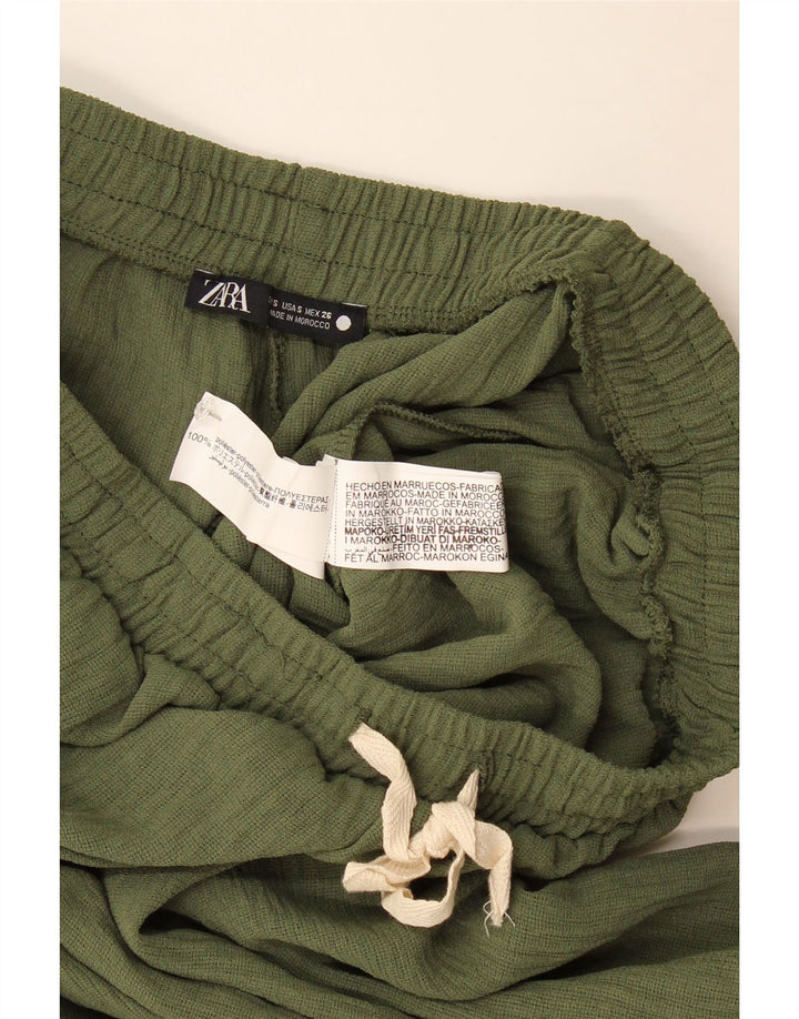 Женские джоггеры Zara, повседневные брюки, маленький размер, цвет хаки, полиэстер
