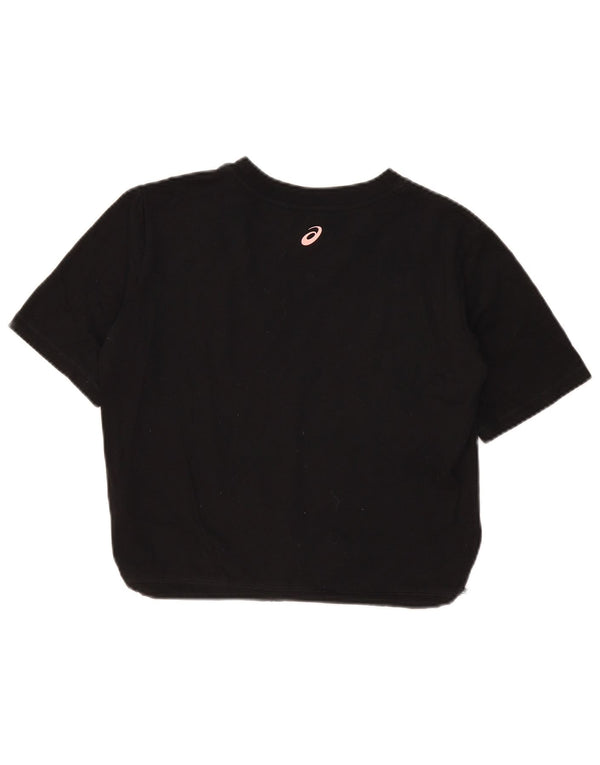 Женская укороченная футболка оверсайз с графическим рисунком Asics UK 6 XS, черный хлопок