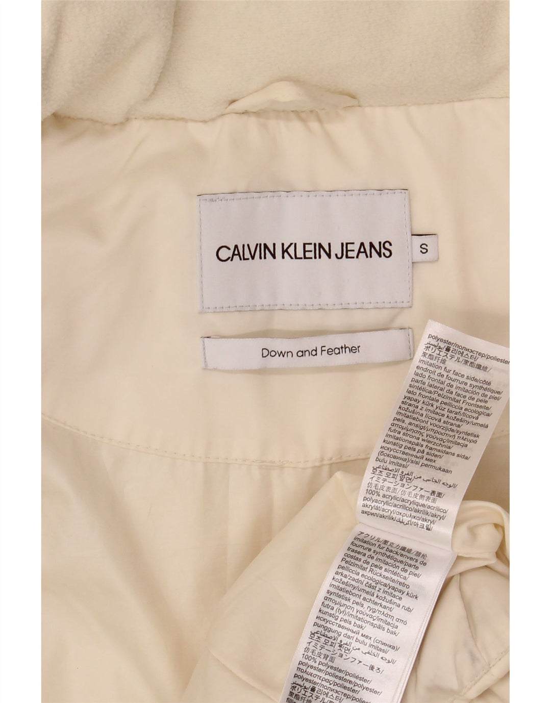 CALVIN KLEIN JEANS Женская утепленная куртка оверсайз UK 10 Small Off White