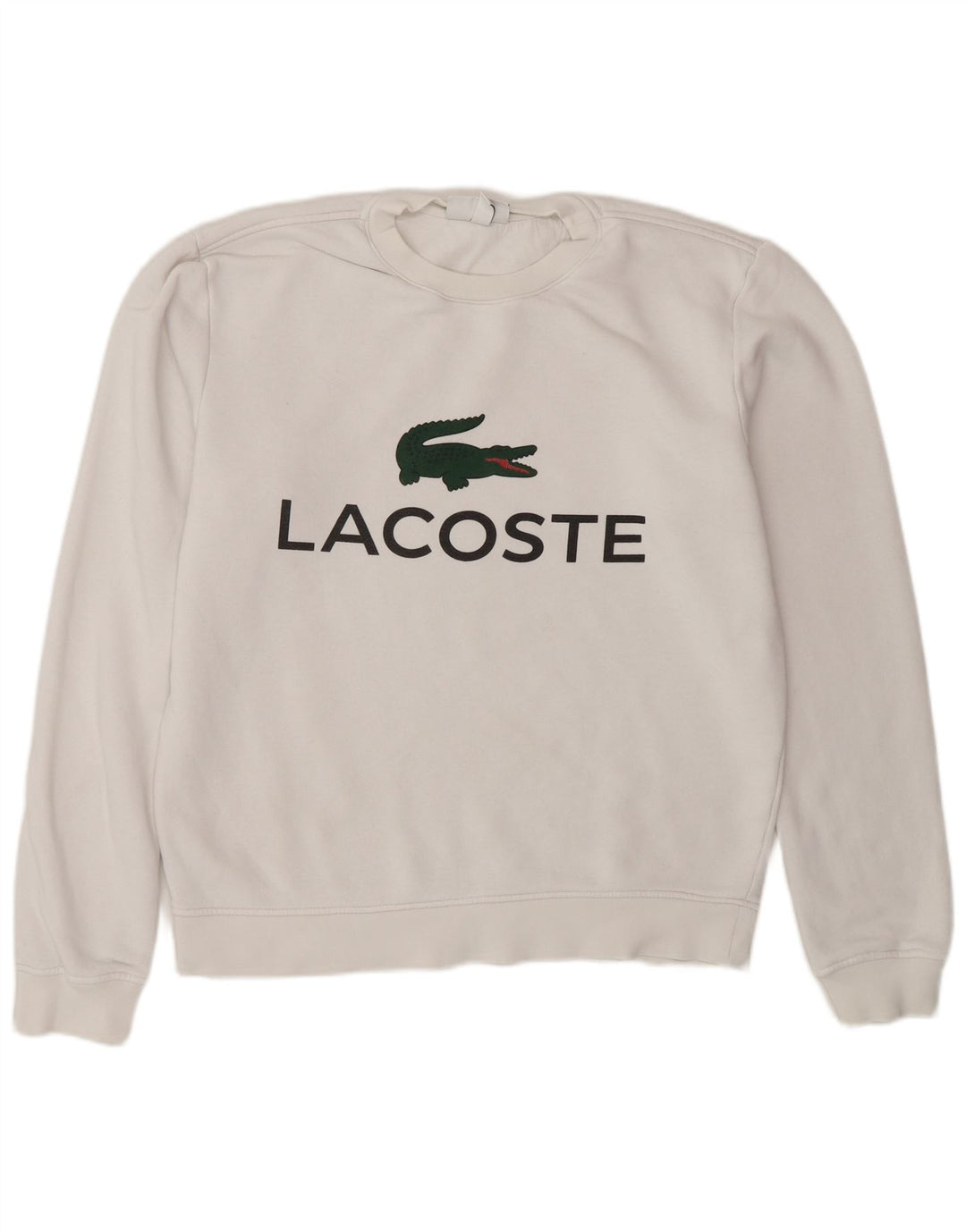 Мужской свитшот с рисунком Lacoste, размер 3, маленький, белый хлопок