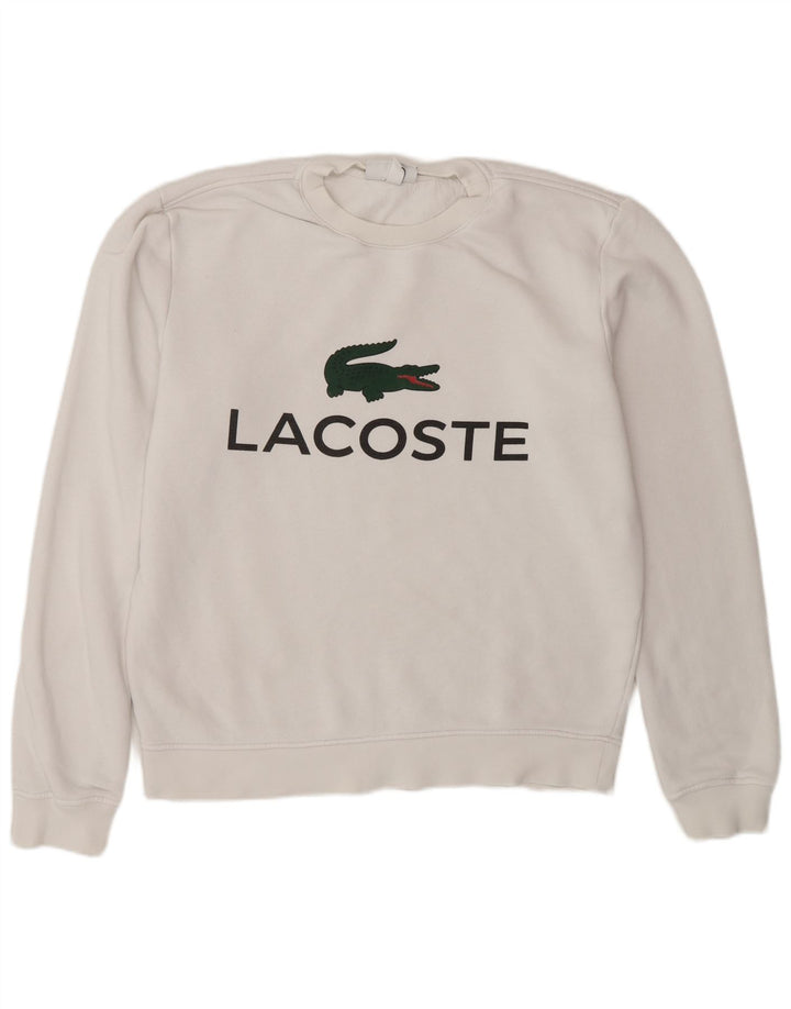 Мужской свитшот с рисунком Lacoste, размер 3, маленький, белый хлопок