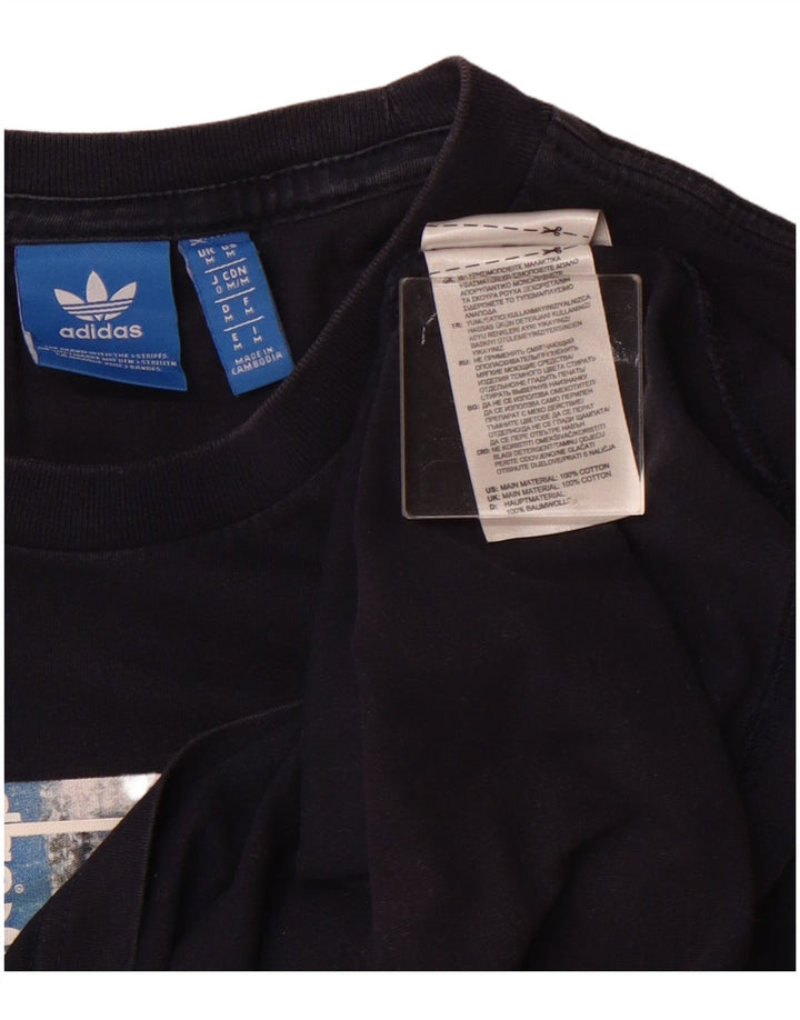 Adidas Мужская футболка с рисунком Топ среднего размера, темно-синий, хлопок