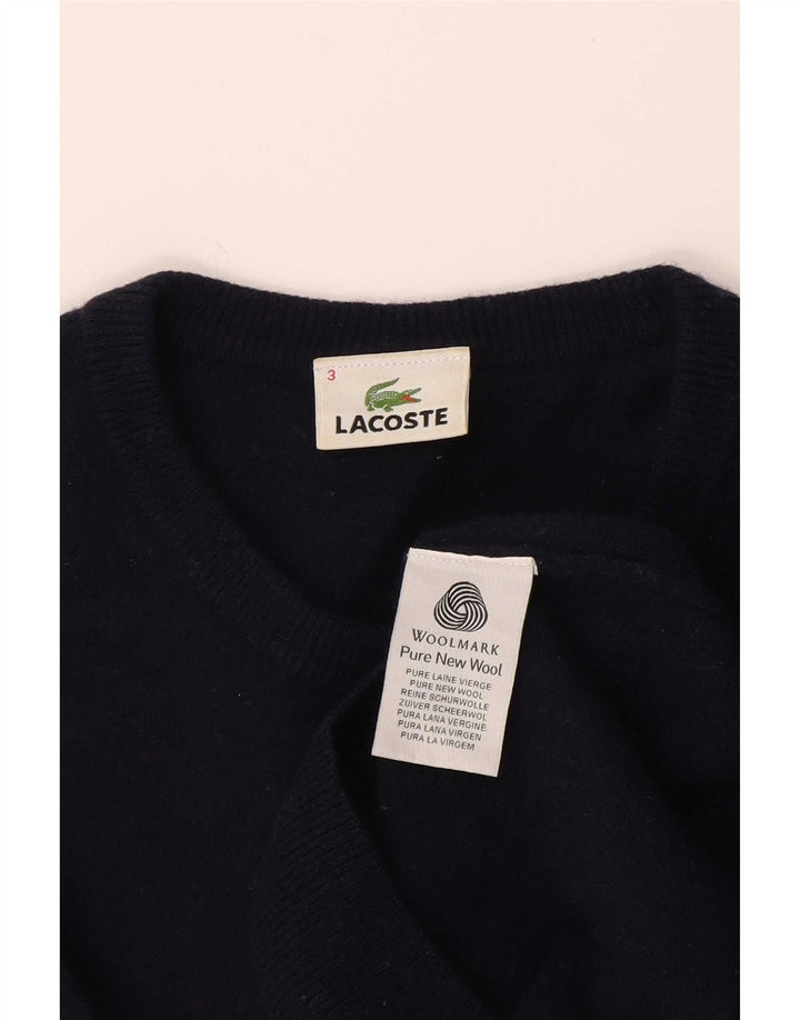 Мужской свитер Lacoste с круглым вырезом, размер 3, маленький, темно-синий, новая шерсть