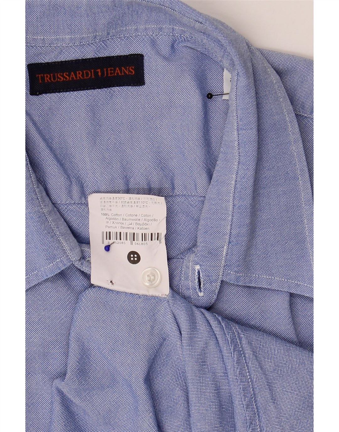 Мужская рубашка Trussardi Jeans, размер 43 XL, синяя, хлопок