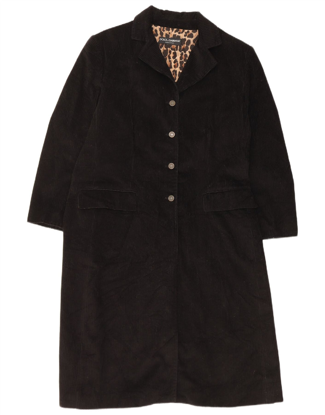 Женское вельветовое пальто Dolce & Gabbana IT 44, средний черный, хлопок, классика