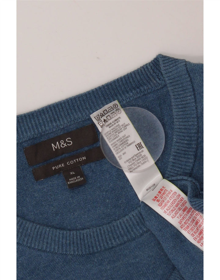 Мужской джемпер с круглым вырезом Marks & Spencer XL, синий хлопок